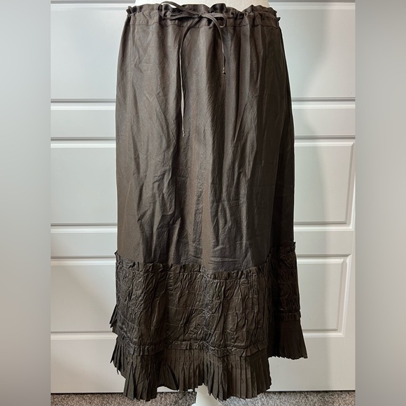 Dosa | Skirts | Dosa 2 Chestnut Brown Silk Draw String Waist Pleated ...